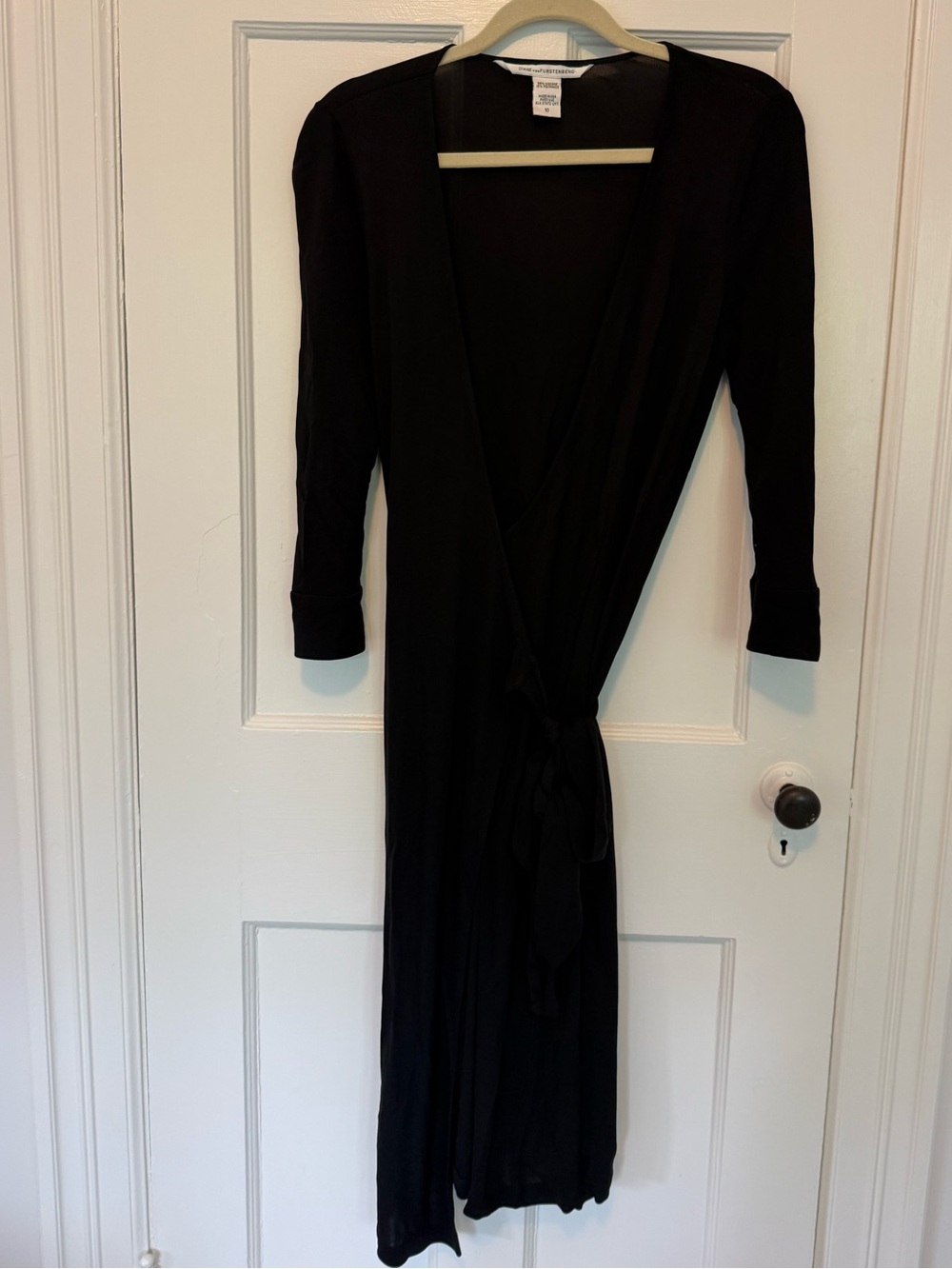 Diane Von Furstenberg Black Long-Sleeve Wrap Dress